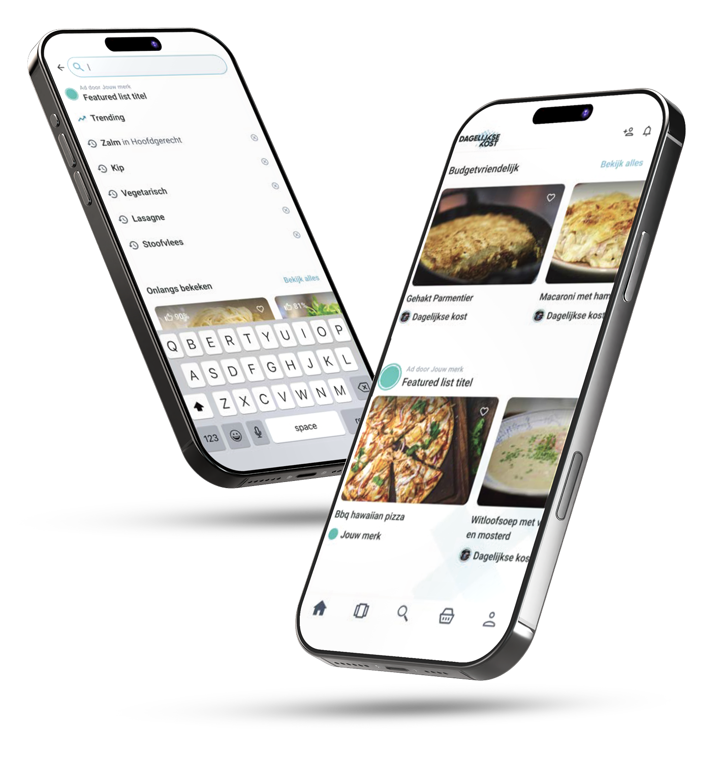 De Dagelijkse Kost-app op twee smartphones